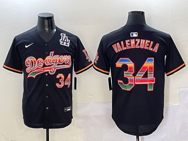 Men Los Angeles Dodgers #34 Valenzuela Black Game 2025 Nike MLB Jersey style 4105